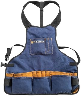 Wood Working Shop Aprons for Men (14 oz) – Adjustable Broad Shoulder Work Apron w/ Padded Shoulder Straps & Quick-Release Buckle – Duck Cotton Woodworking Apron w/ 17 Pockets - Workshop Accessories