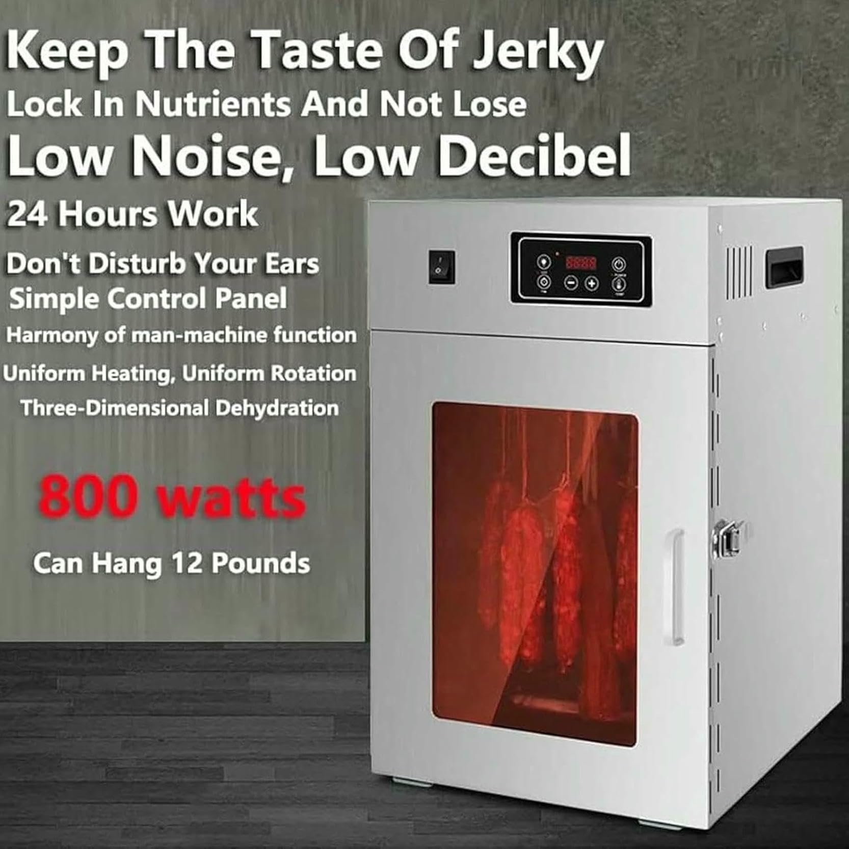 Bevitore di Carne Rotatoria da 800 W/1000 W, in Acciaio Inossidabile Bilton Baske Food Dehyp