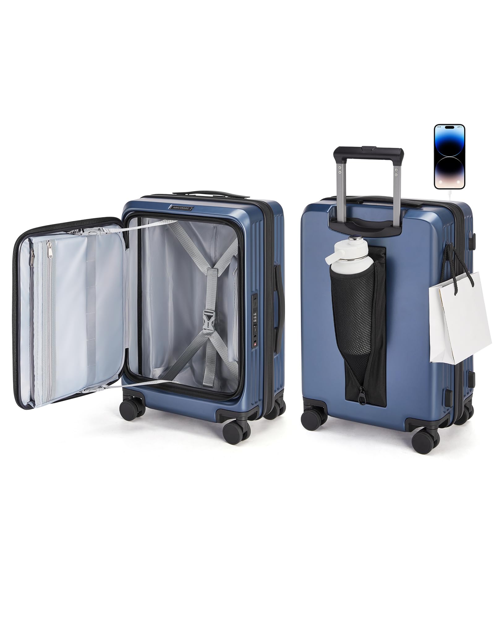 BAGSMART Top Opening Carry On Luggage
