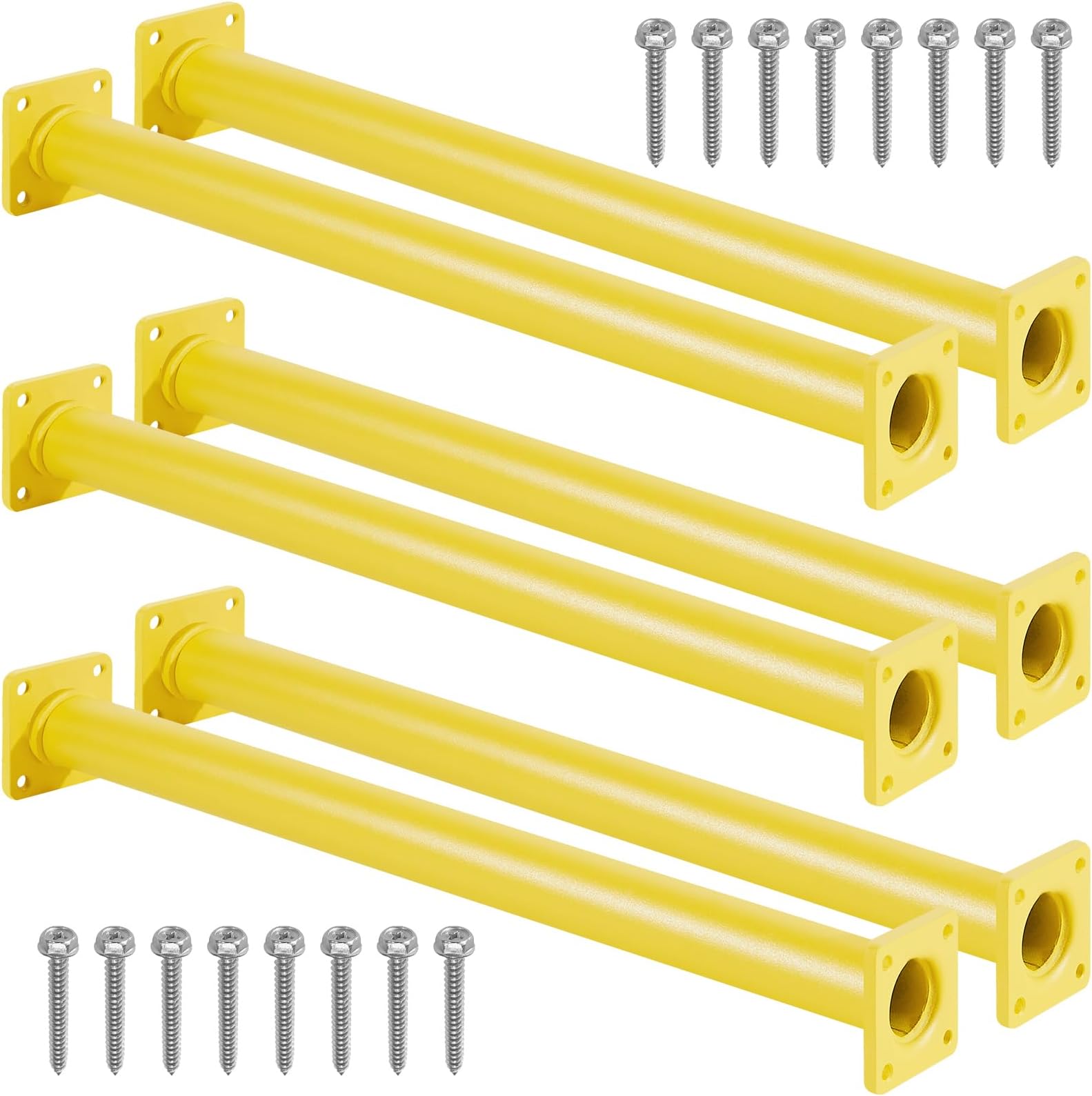 Set of 6 Monkey Bars for Backyard - Steel Playground Ladder Rungs for Outdoor, Playset Safety Climbing Handles - 16.5 inch, Yellow