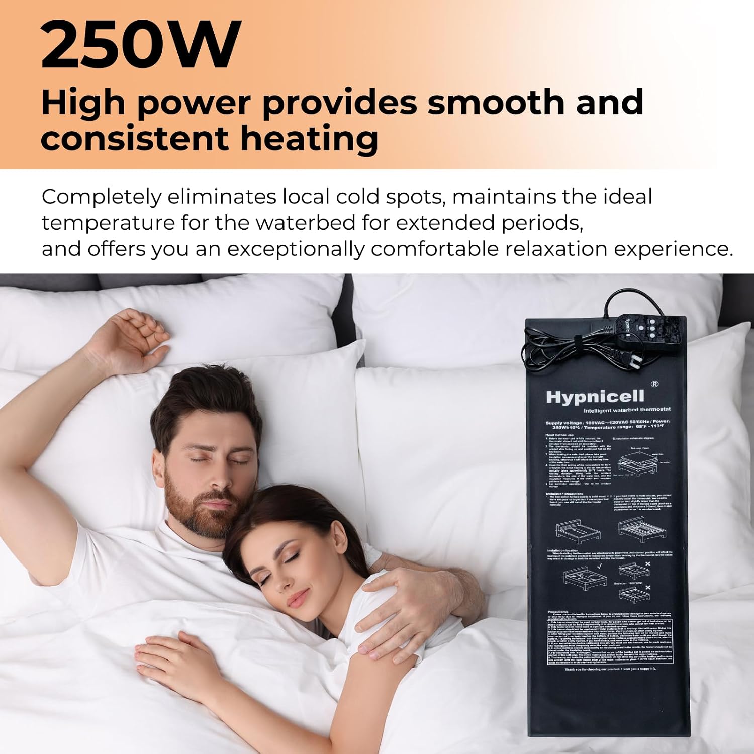 Smart Waterbed Heater with Digital Thermostat, 250w