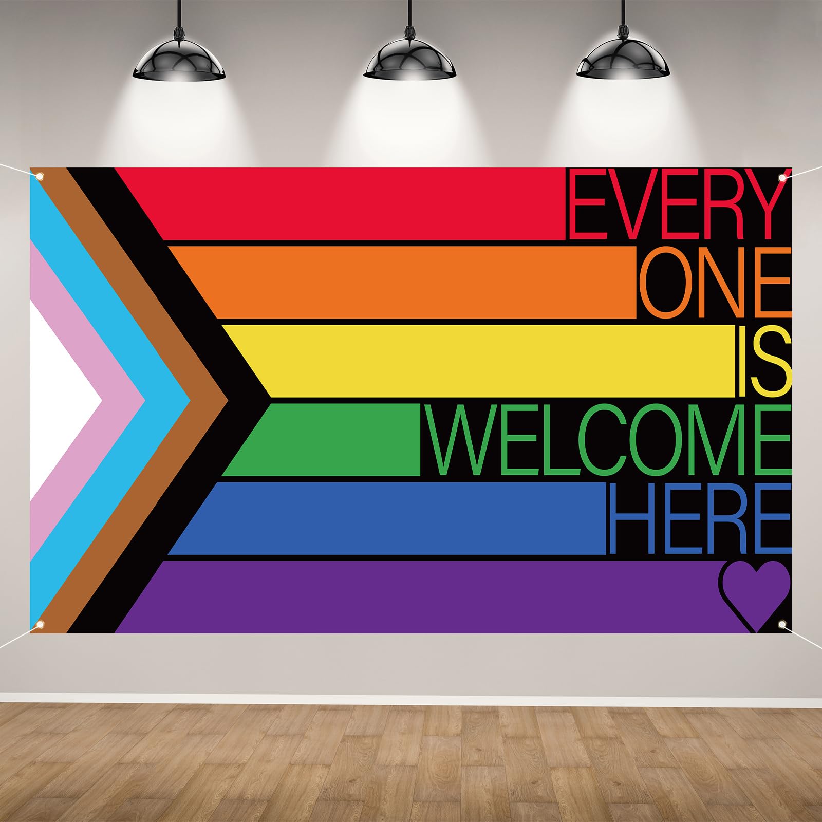 Progress Pride Flag Backdrop for Photography Every One is Welcome Here Banner Gay Pride Day Month Parade Rainbow Party Decorations and Supplies for