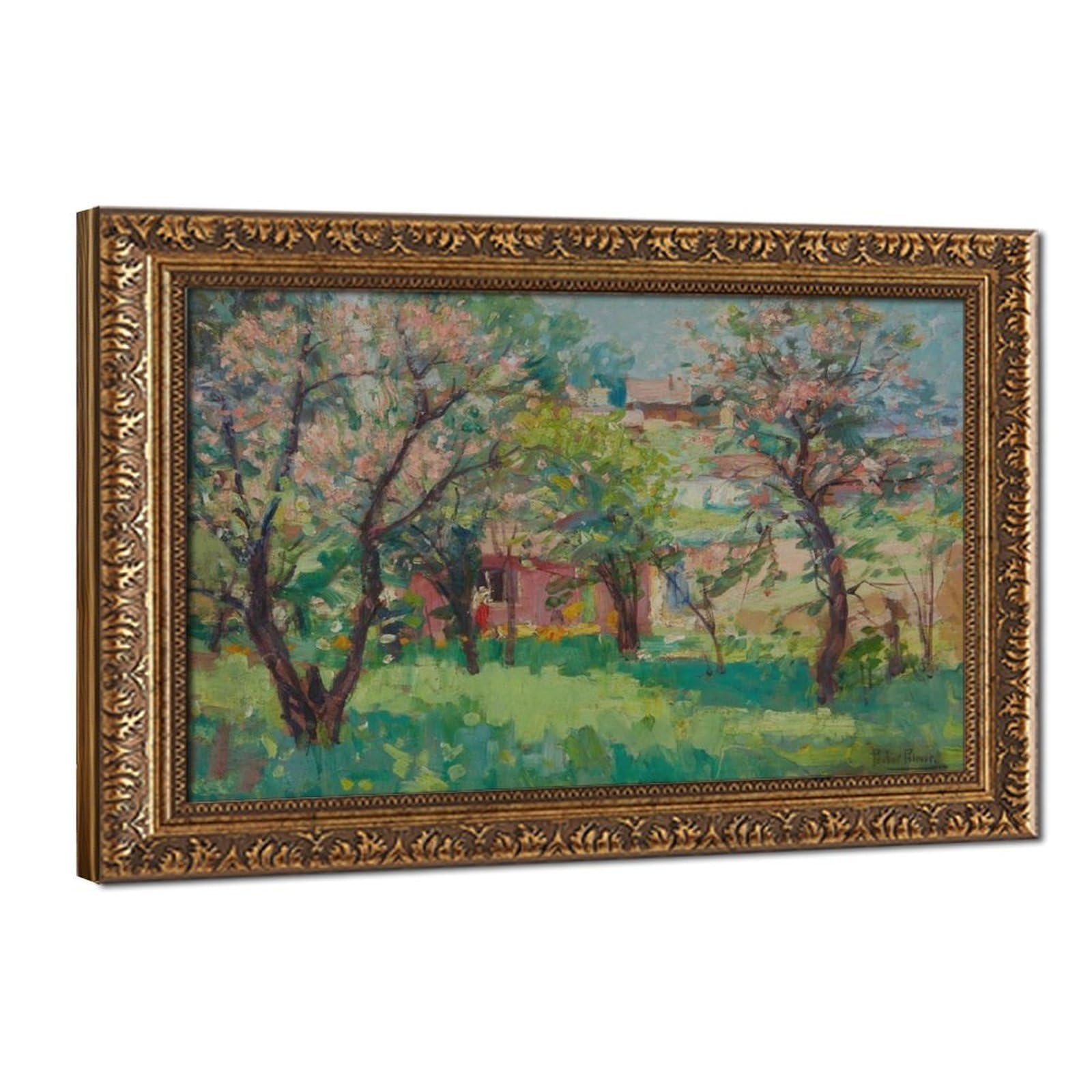 WCYB Orchard in Springtime autorstwa Pauline Lennards Palmer – Vintage Landscape Fine, wiosenna scena sadu, impresjonistyczne plakaty ogrodowe wydruki na płótnie farba dekoracyjna