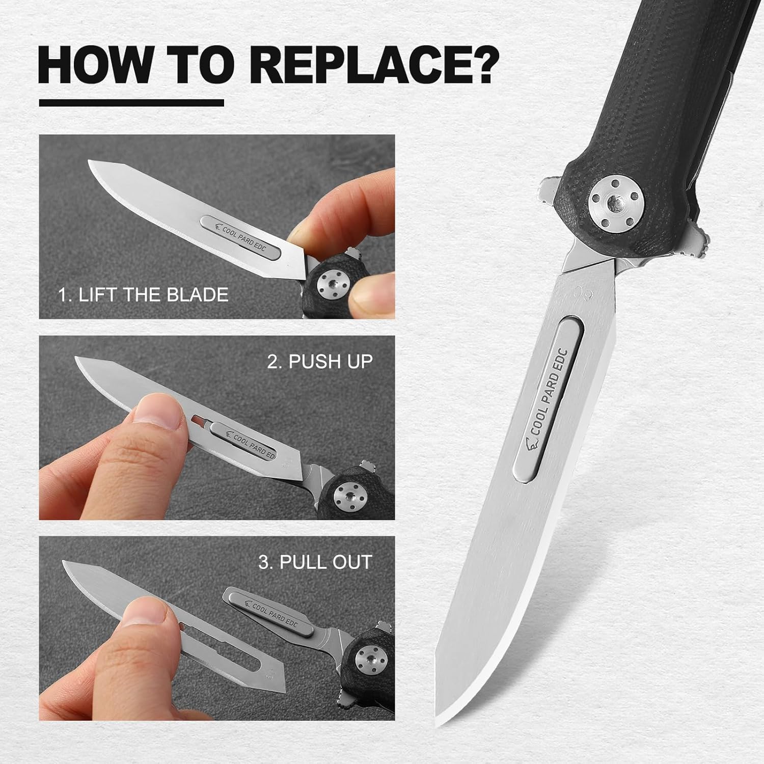 Folding Scalpel Knife，Scalpel Pocket Knife with 10pcs #60 Replaceable Razor Blades,G10 Handle EDC Utility Knife with Liner Lock,Pocket Clip，Surgical Knives for Outdoor Skinning（Black）