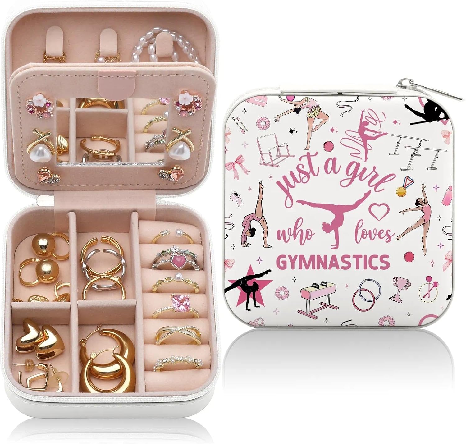 Gymnastics Gifts Jewelry Box for Women Girls, Gifts for Gymnastics Lovers, Portable Travel Jewelry Case Rings Organizer