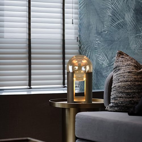 Miniatura 7 de Poiaeusant Lámpara de mesa de noche de cristal de mármol para sala de estar Art Deco de 9"