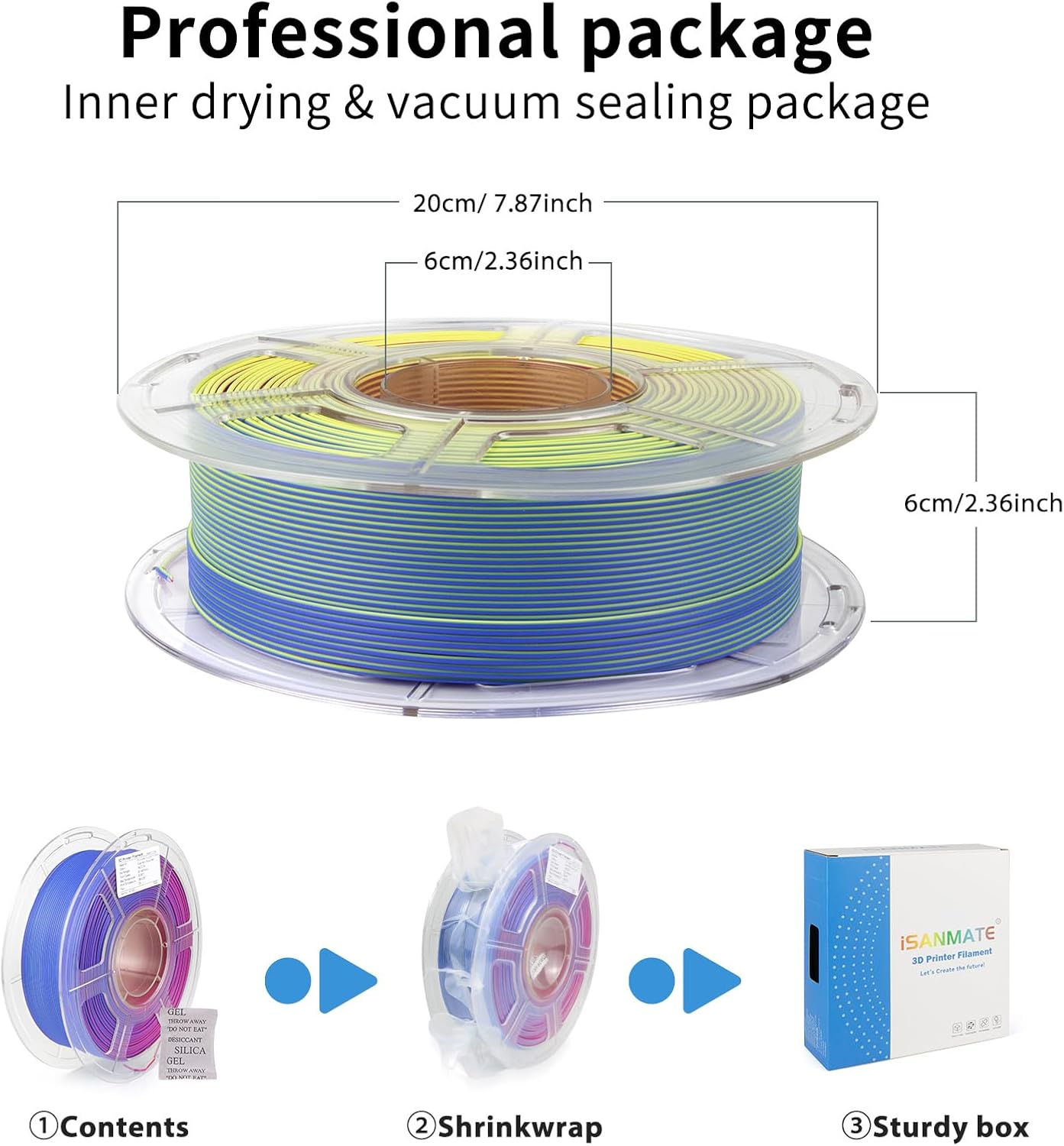 iSANMATE Matte Tri Color PLA Filament 1.75mm, 3-in-1 Color Coextrusion 3D Filament, Magic Color Change Filament 1.75mm,Dimensional Accuracy +/- 0.03 mm,1 KG Spool