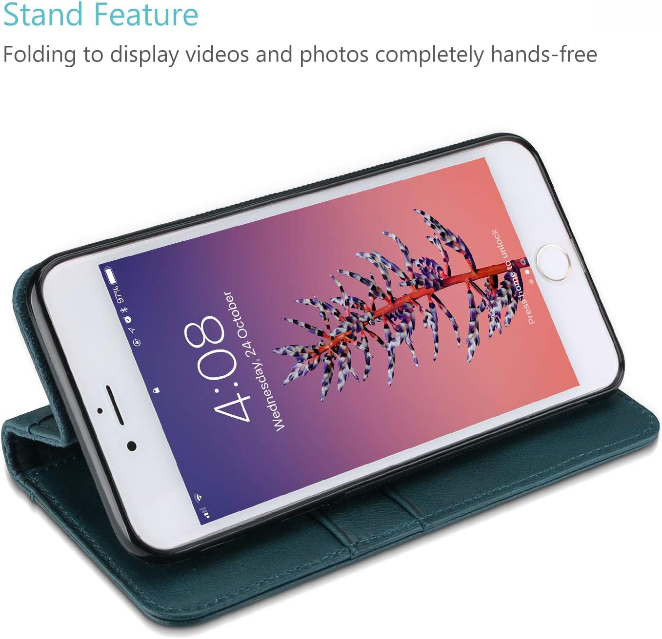 🔥 ProCase iPhone 8 Plus 7 Plus Genuine Leather Case, Wallet Folding Flip Case with Kickstand Card Slots Magnetic Closure Protective Cover for Apple iPhone 8 Plus/iPhone 7 Plus -Teal 50% оƒƒ Dіѕсоunt ProCase iPhone 8 Plus 7 Plus Genuine Leather Case, Wallet Folding Flip Case with Kickstand Card Slots Magnetic Closure Protective Cover for Apple iPhone 8 Plus/iPhone 7 Plus -Teal