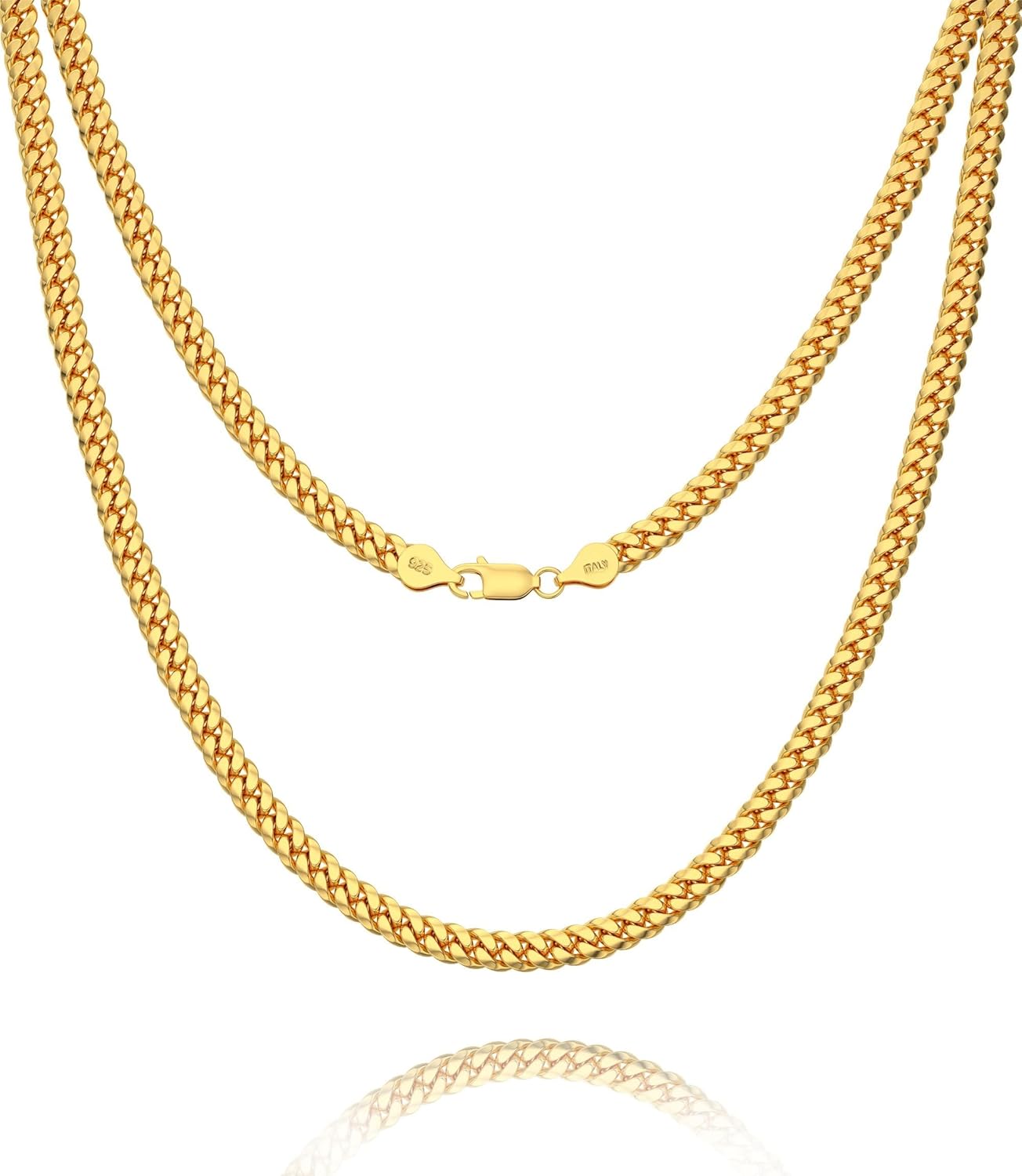 925 Sterling Silver Cuban Chain Lobster Clasp 3mm 4mm 5mm 18K Gold Cuban Link Curb Chain Necklace for Women Men Diamond Cut 16-30 Inches