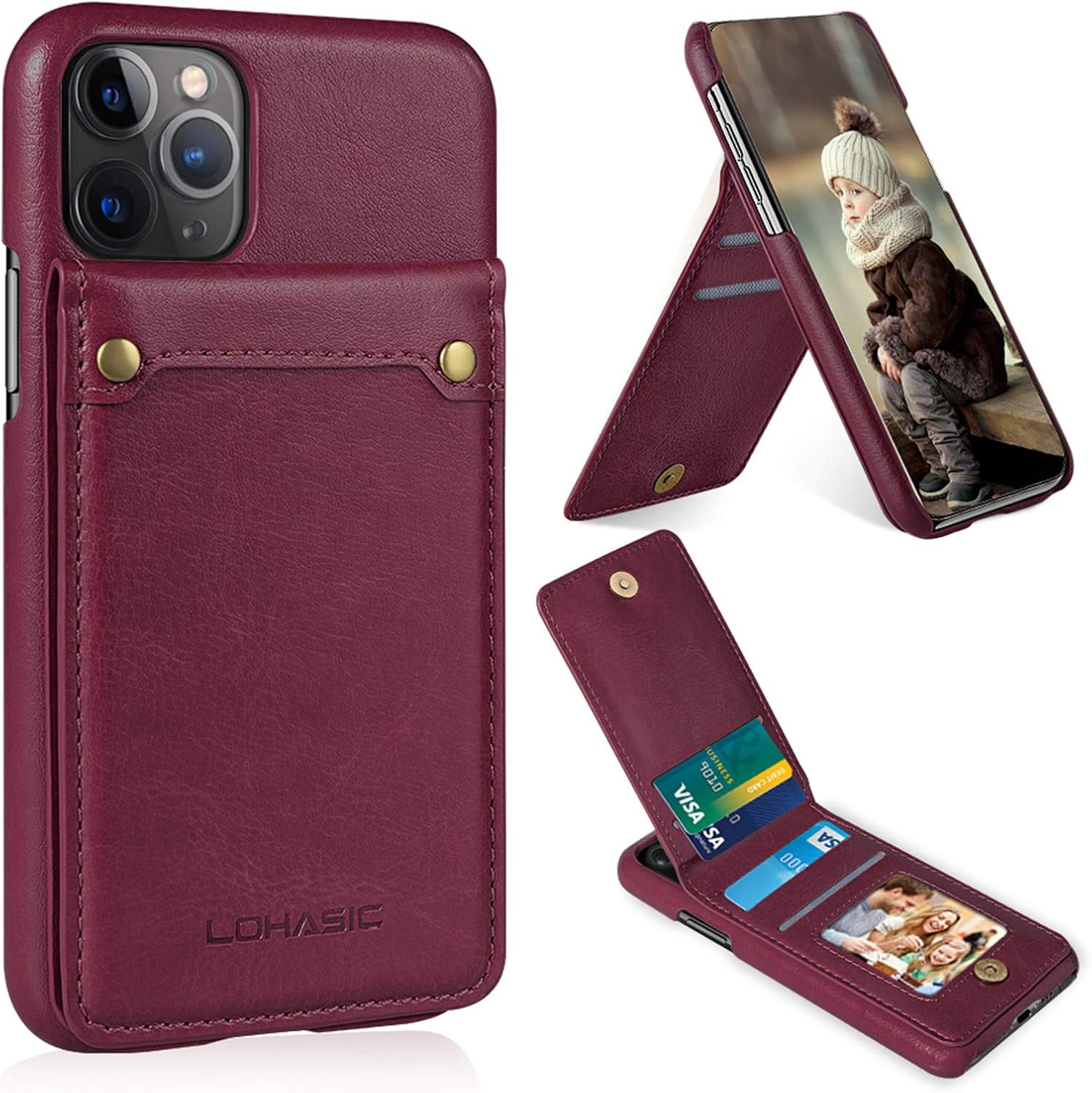 LOHASIC for iPhone 11 Pro Wallet Case with 4 Card Holders