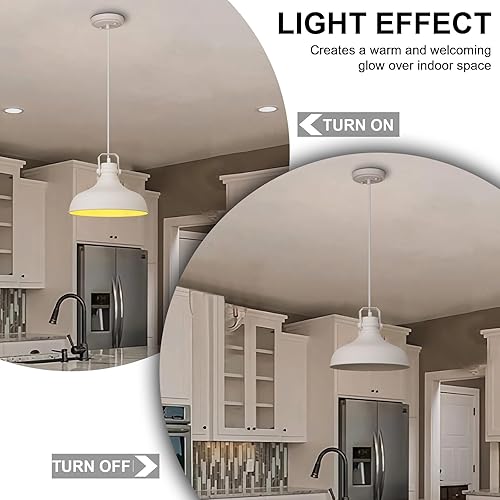 Miniatura 3 de Luces colgantes blancas de granja, iluminación colgante mate para isla de cocina, industrial de altura ajustable, vintage, cúpula colgante para