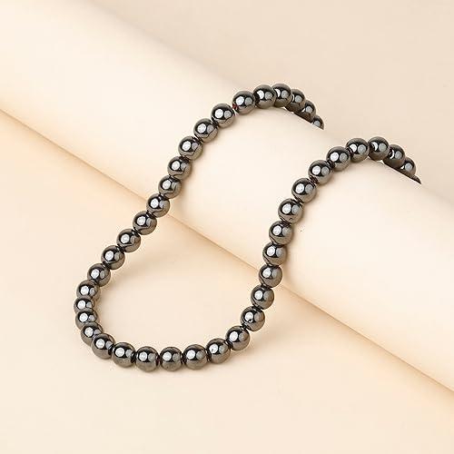 Miniatura 2 de Cuentas redondas sueltas de hematita negra natural de 0.315 pulgadas, poder curativo para hacer joyas, pulseras y collares
