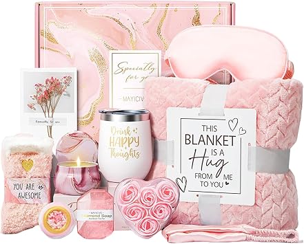 Get Well Gift Basket for Women | Self Care Spa Kit for Women | Relaxation Box with Flan Nell Blancet, Perfect for Postpartum Care, Mothers Day, Retirement, Birthday Presents