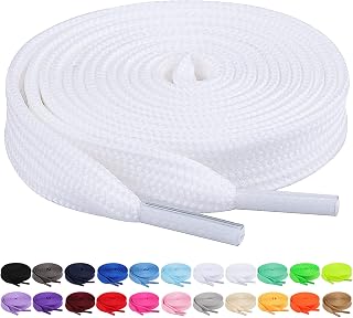 Booyckiy 2 Pairs 2/5" Flat Polyester Shoe Laces for Sneakers - 26 Colors, 27"-72" Lengths