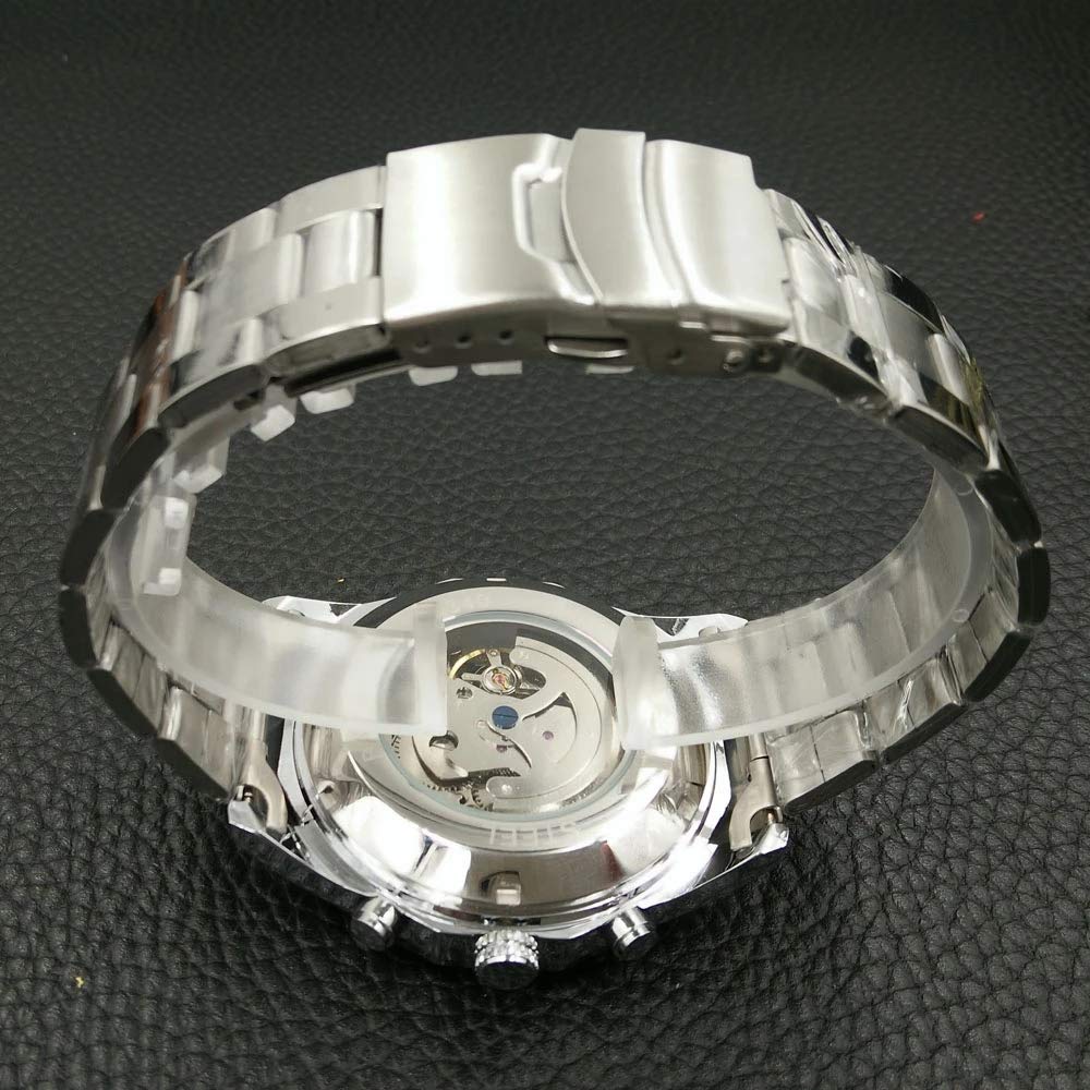 MASTOP Reloj mecánico para hombre, analógico, automático, clásico, de acero inoxidable, para hombre