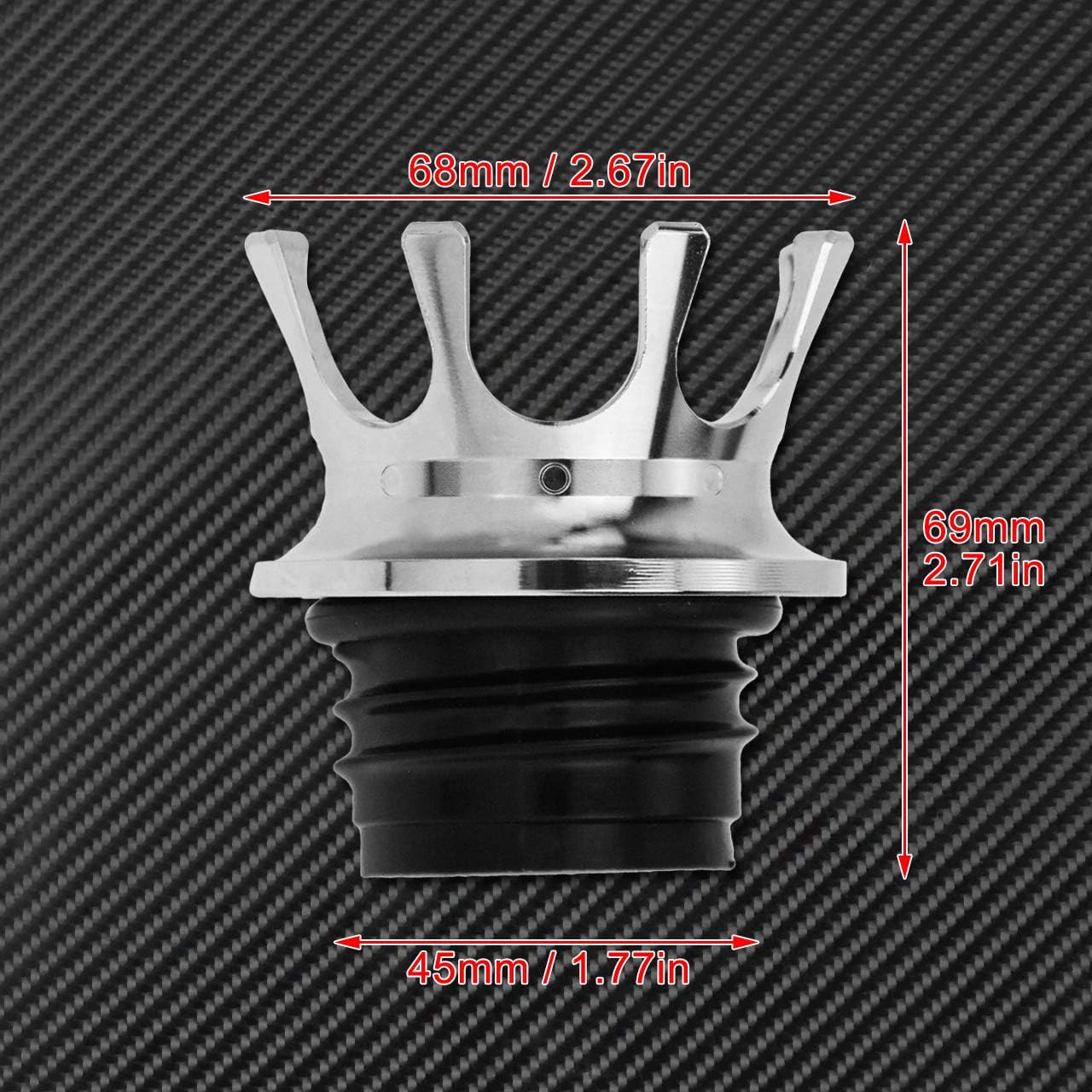 Motorcycle King Crown Gas Cap Vented Fuel Tank Cover Right-hand Thread Aluminum Oil Cap Fit for Harley Dyna Softail Touring Road King Sportster XL 883 1200 Chrome