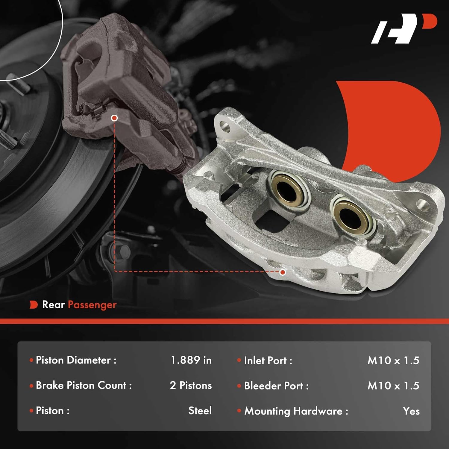 A-Premium Disc Brake Caliper Assembly with Bracket Compatible with Chevrolet Silverado 2500 HD 3500 HD 2020-2024 & GMC Sierra 2500 HD 3500 HD 2020-2024, 6.6L - Rear Right Passenger Side