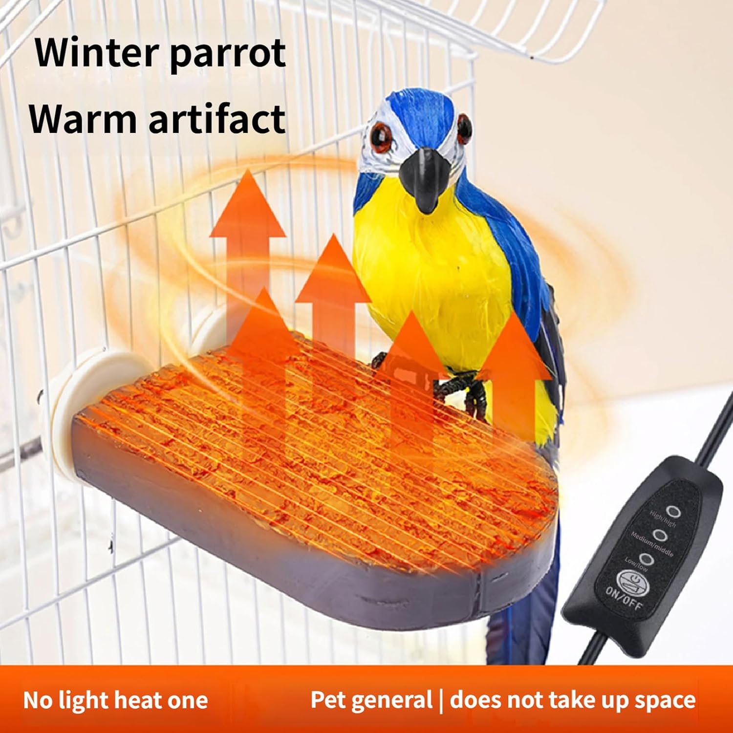 Heated Platform for Birds Natural Rock Surfaces Design and Three Temperature Up to 45C with Auto Thermostat Simulated Bark Heater Bird Climbing Station Temperature Control