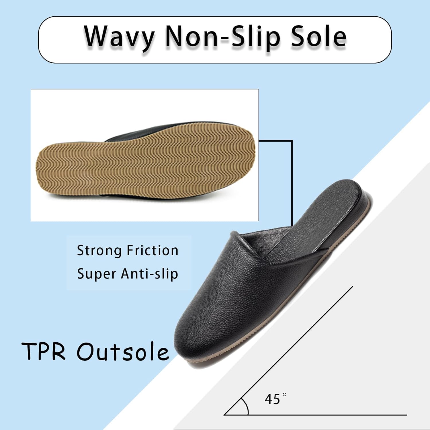 Men's Leather Slippers Top Grain Leather Slippers for Men and Women Scuff Slipper with Memory Foam Minimalist Mules House Slip-on Shoes for Office Home Bedroom Living Room Guests Visitor