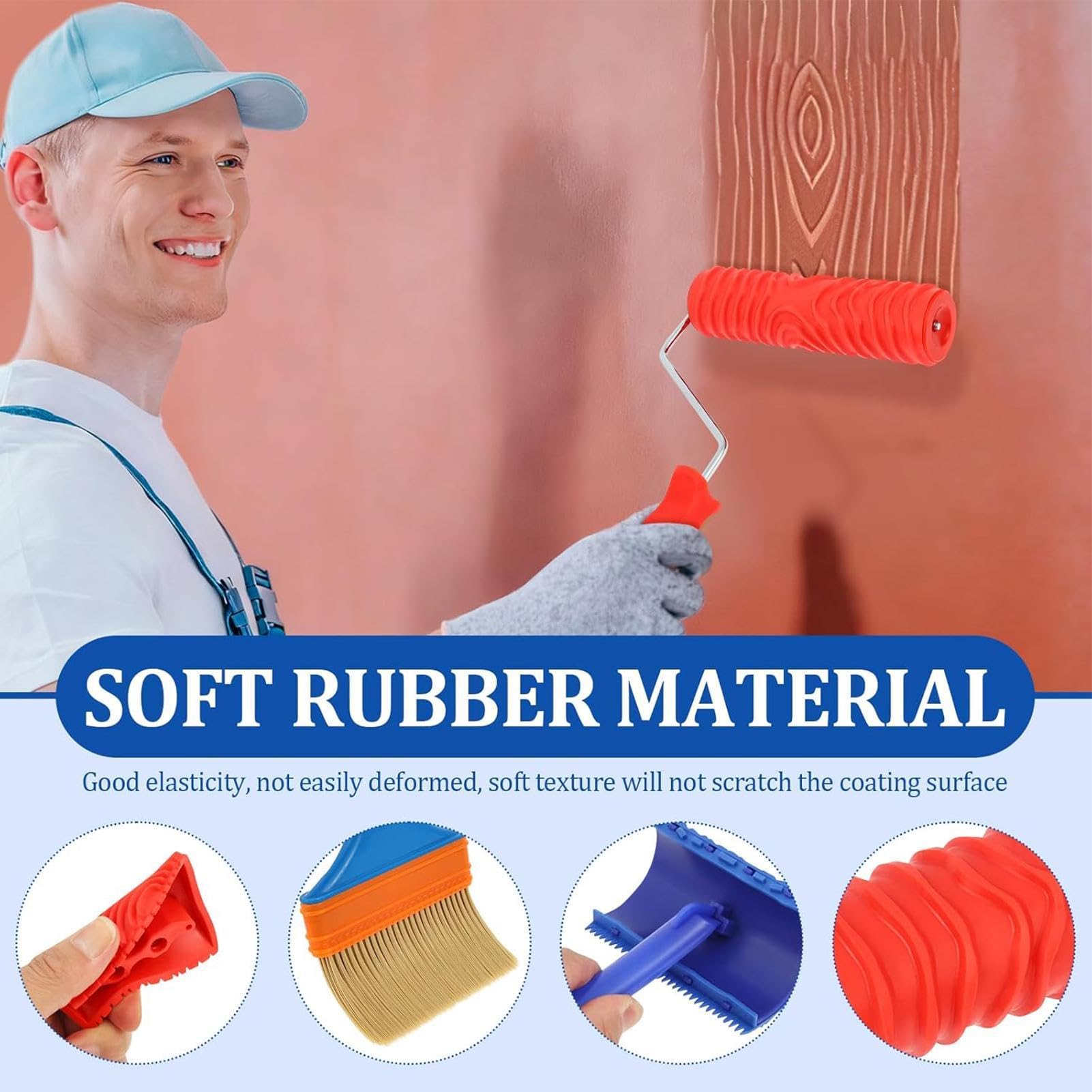 Herramienta para Imitar Veta de Madera 11 Piezas de Herramienta de Veteado | Set de Rodillos para Pintar para pared habitación hogar muebles arte paisaje patio verano