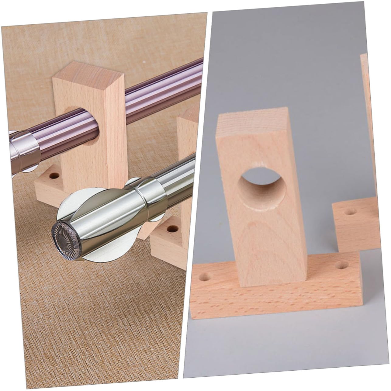 SOIMISS Supporto per Bastone per Tende in Legno 4 Pezzi, Robusto e Resistente, Accessorio per Tende da Interno per Camera e Ufficio