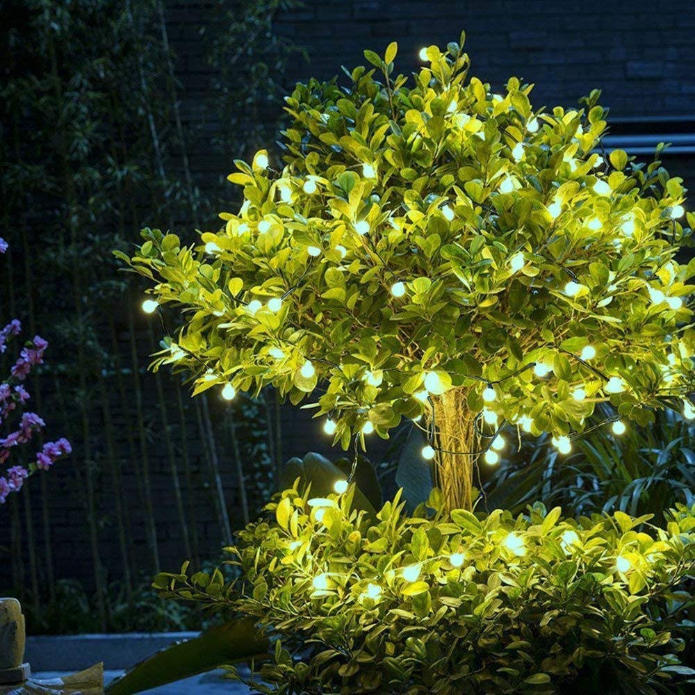 Guirnalda de luces solares Grobe para exteriores, 22 m, 200 LED, guirnalda de luces solares impermeables, 8 modos para jardín y patio (blanco)