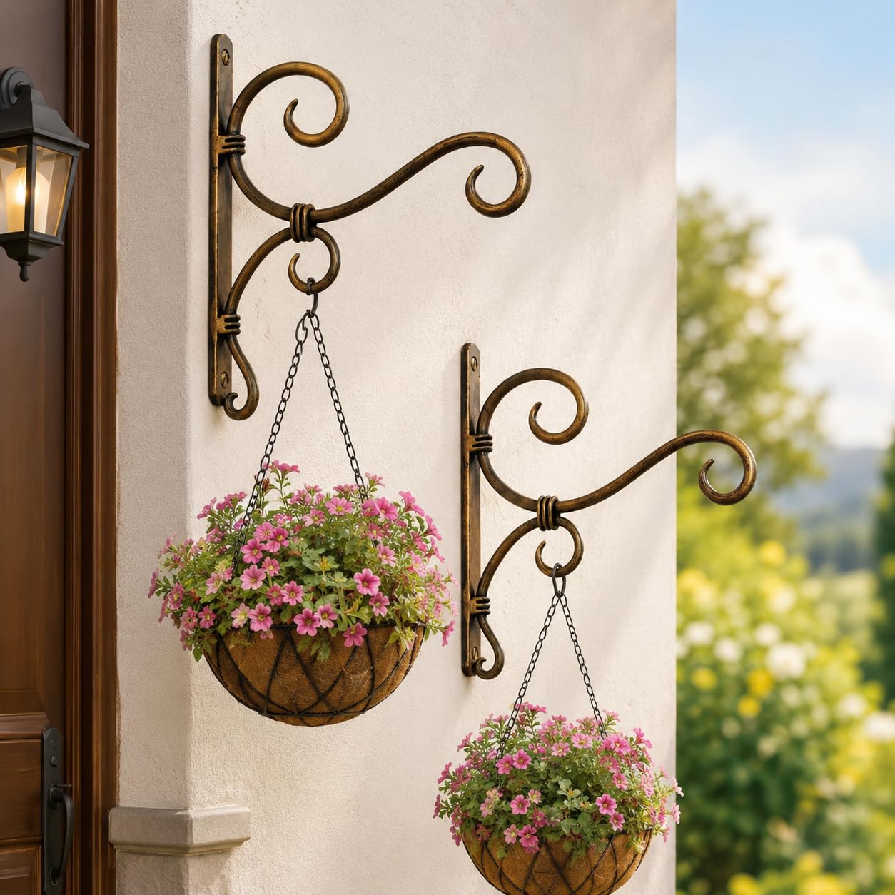 Decorative Hanging Basket Brackets, Vintage Wall Mounted Metal Plant Hanger Hooks, Scroll Design Flower Pot Holder for Indoor Outdoor Garden Patio Balcony (Set of 2) (Set of 6)-image-40