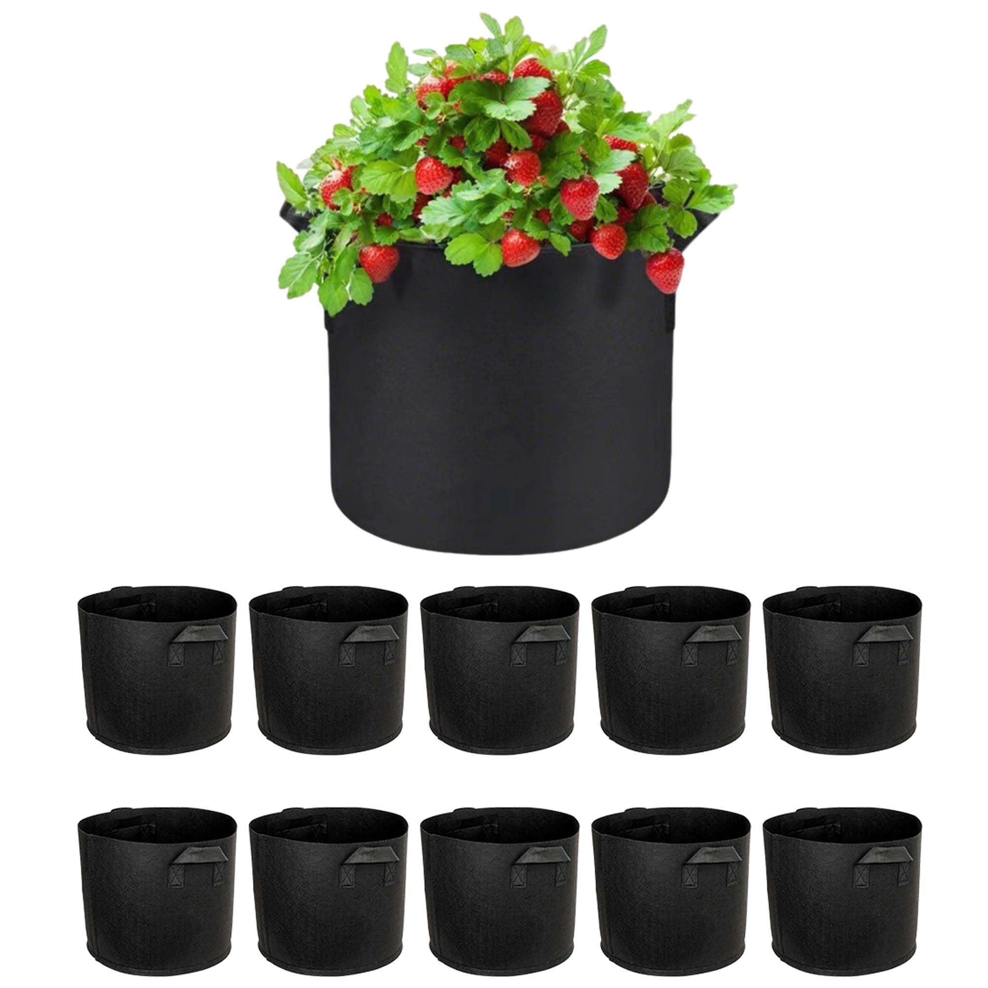 YOZAIUUI 10-Gallon Grow Bags for Vegetables: 10 Pack Thickened Non-woven Fabric Potato Grow Bags Breathable Plant Growing Bag with Handles for Flower Fruits Herbs Outdoor