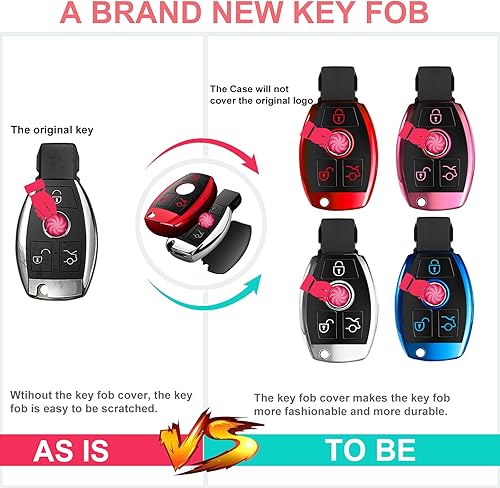 Paquete de 2 fundas compatibles con Mercedes Benz con llavero funda para llavero para Mercedes Benz A B C E G R S Clase V CLA CLS GL GLA GLE GLS GLK