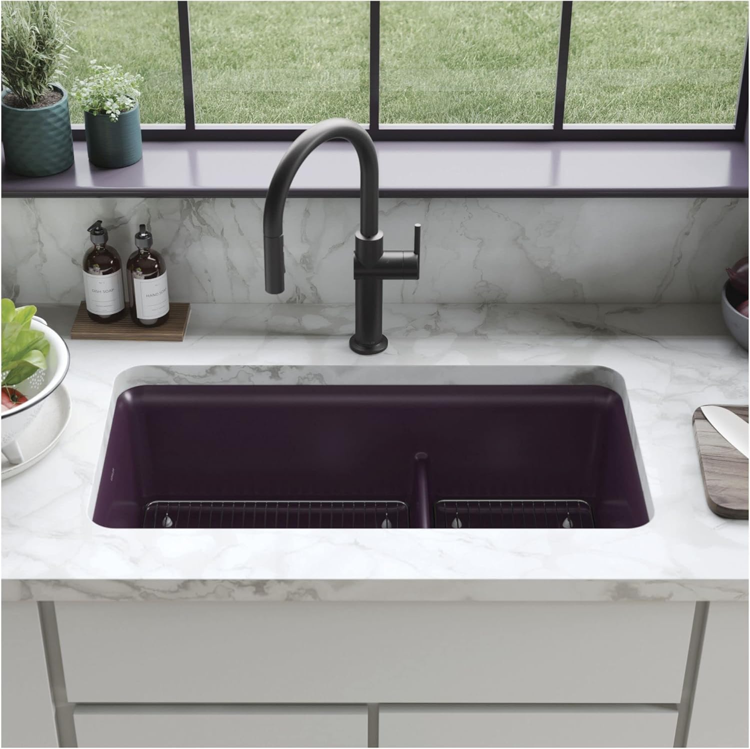 Kohler 27786-CM3 Cairn® Smart Divide® 33-1/2" undermount double-bowl kitchen sink, Matte Taupe