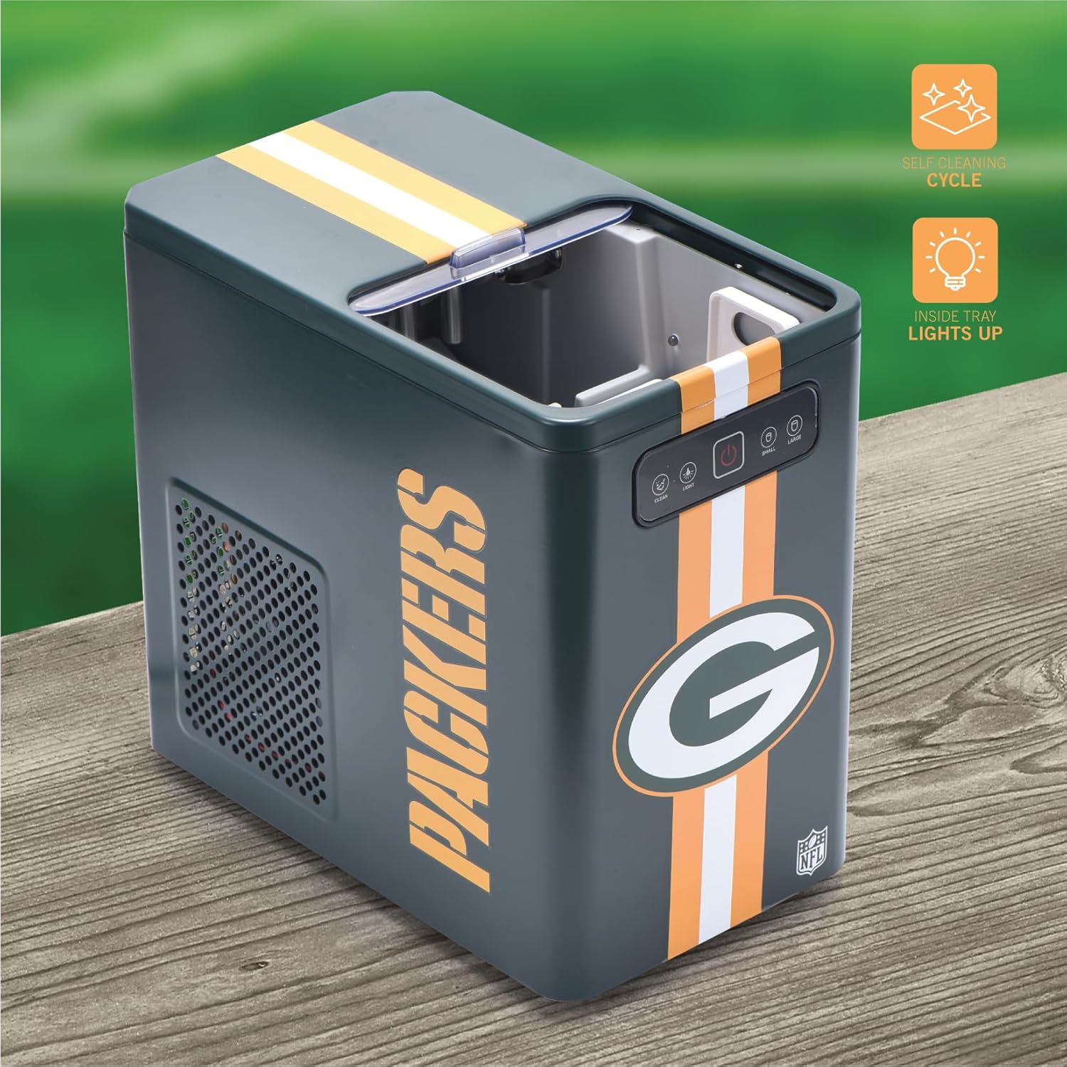 Ukonic NFL Green Bay Packers Countertop Ice Maker Machine – Dark Green Portable Bullet Ice Maker for Home, Garage, Dorm, Fan Cave – Fast Ice Production for Game Day Parties