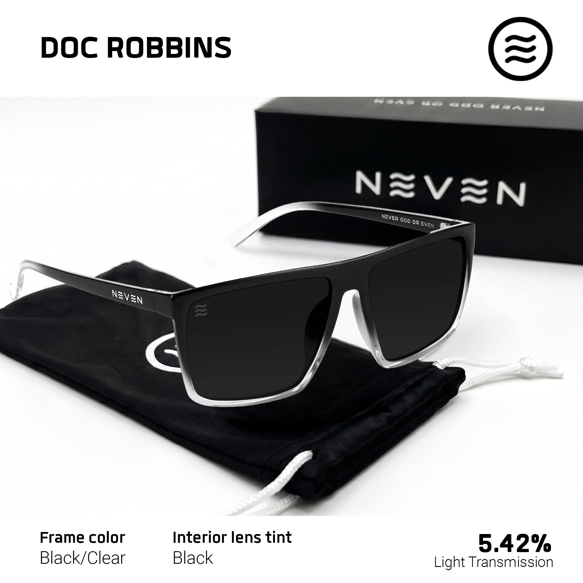 NEVEN Przybrzeżne prostokątne okulary przeciwsłoneczne - polaryzacyjne soczewki, krój L/XL, ochrona UV400 do noszenia na co dzień i na plażę, Colorado Bulldog, Large