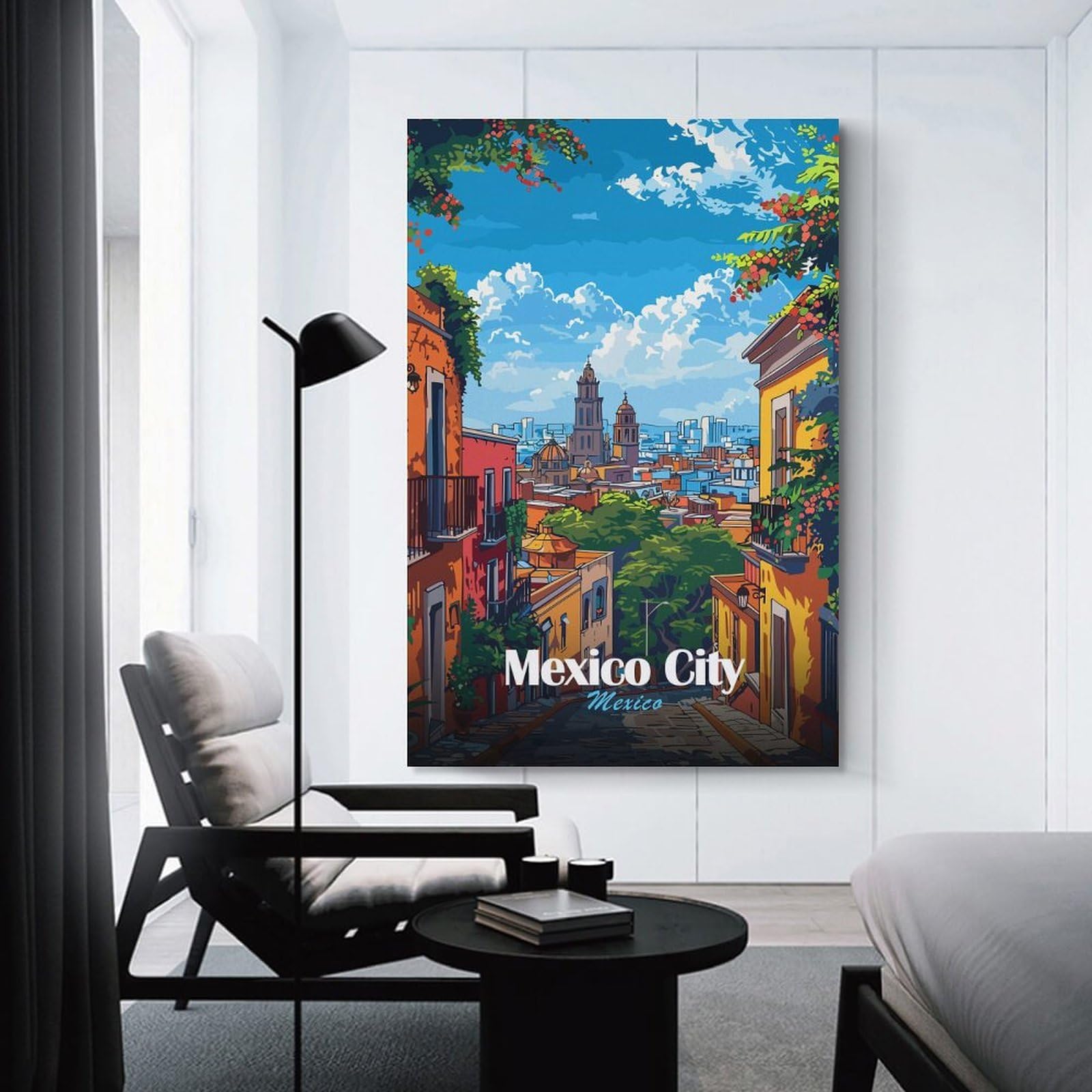 Junmoney Unframe-Style-14 Mexico City Skyline Wall Art Print 20X30inch(50X75cm), For Hallway, Entryway Or Landing, Wall Decor To Refresh Empty Corners, For Cosy Room Updates