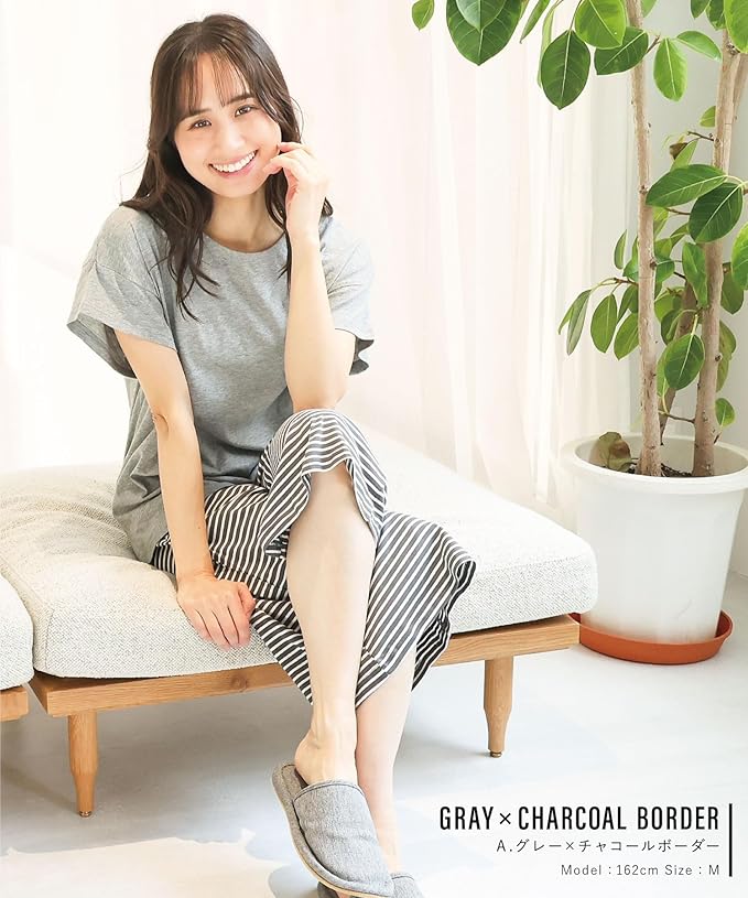 レディース パジャマ 半袖 ルームウェア かぶり 夏 綿100％ 天竺ニット素材 肌に優しい らくちん 上下セット 七分丈パンツ 部屋着