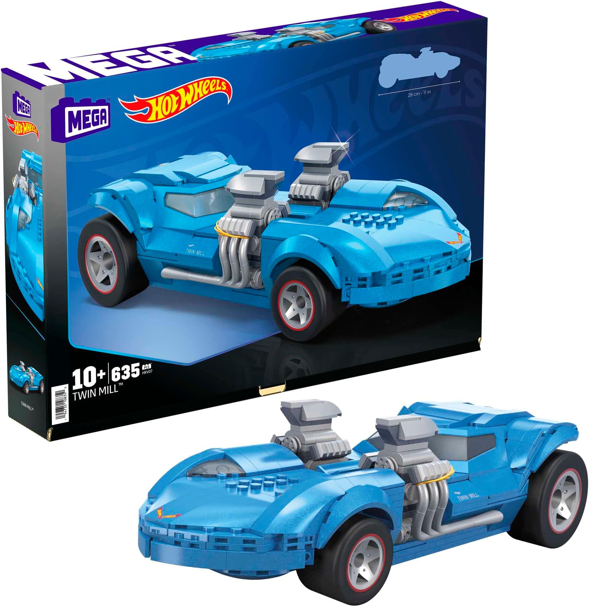 MEGA Hot Wheels Twin Mill Vehicle Building Kit (635 Pieces) for Collectors