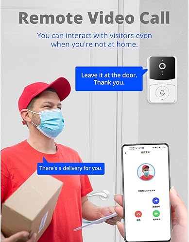 Miniatura 3 de Timbre de puerta de video con anillo inalámbrico, audio de 2 vías, cámara inteligente de puerta con campanillas, timbre de puerta de seguridad para