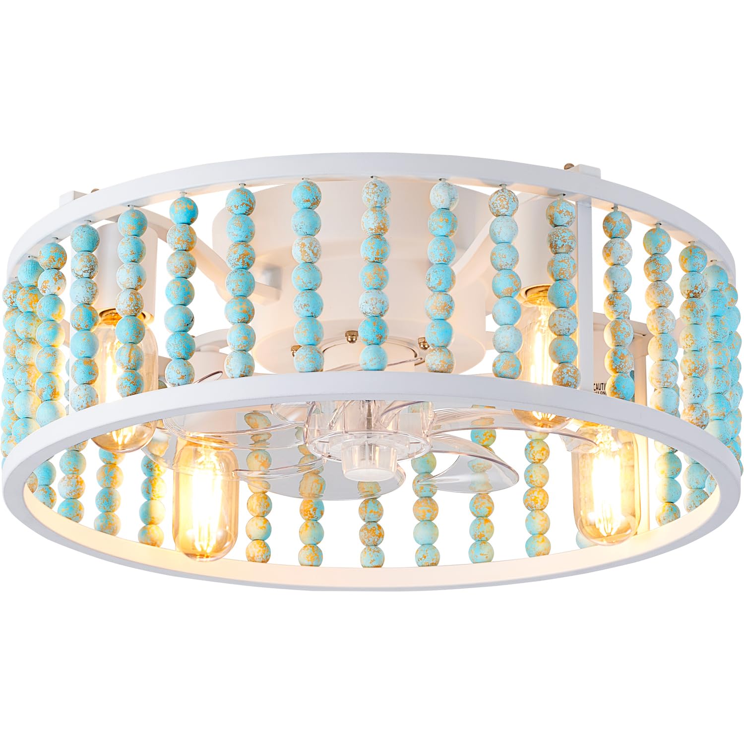 4-Light Rustic Ceiling Fans with Lights, Farmhouse Boho Ceiling Light Fan with Remote Control/app Control, 6 Speeds Flush Mount Ceiling Fan for Kitchen Bedroom