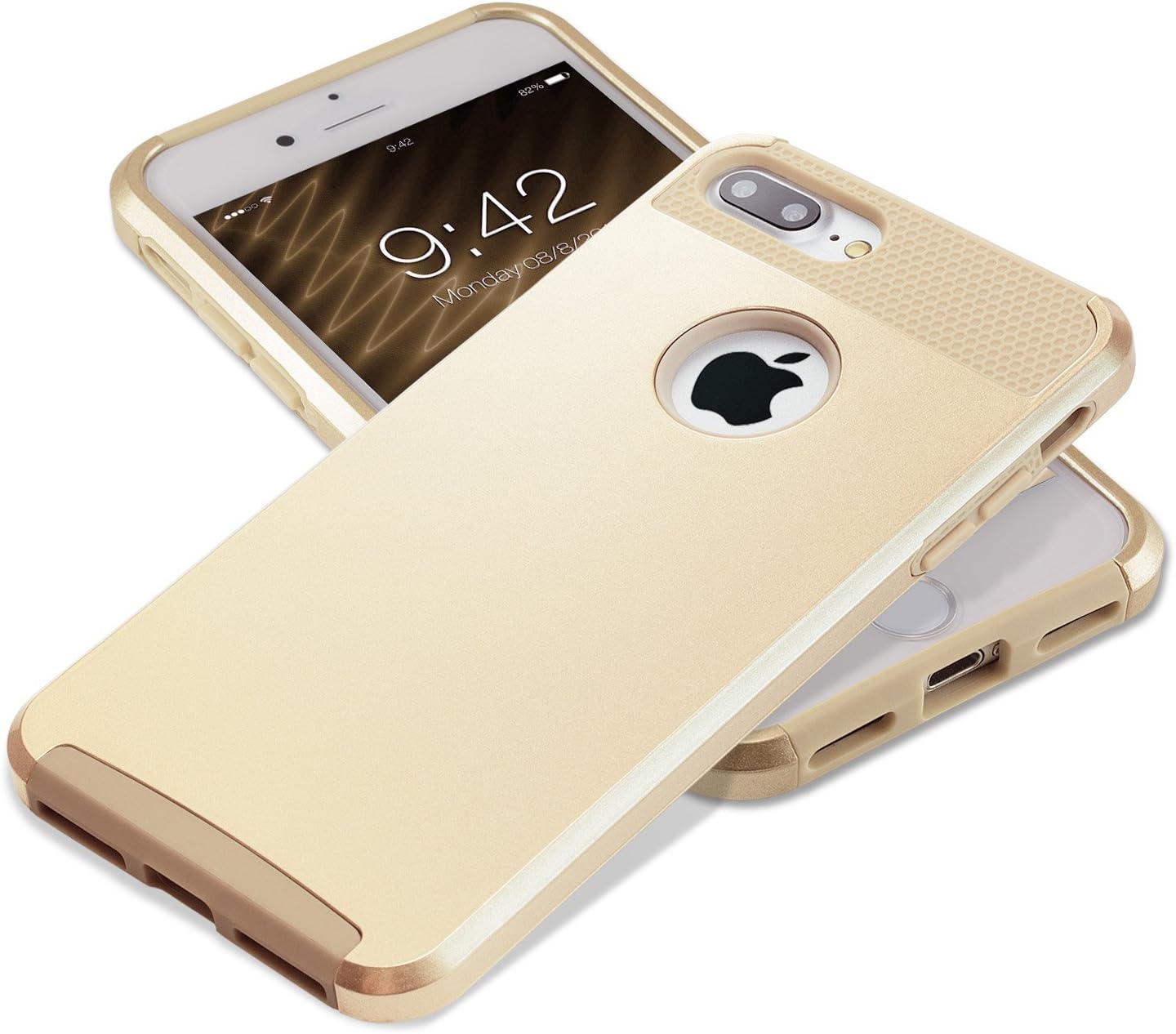 iPhone 7 Plus Gold Case, technext020 Tough Gel Armor Cover Protective Bumper Hybrid Hard Plastic and Soft Silicone Case for Apple iPhone 7 Plus Gold