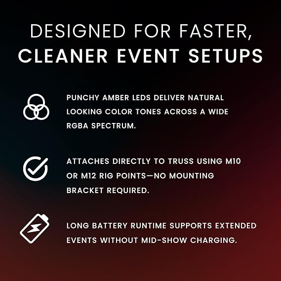 CHAUVET DJ EZLink Wedge Q3BT ILS Battery Operated LED Wash Light | Quad Color RGBA Output | True Wireless Design, Bluetooth Control from Mobile Devices | ILS Compatibility for Events