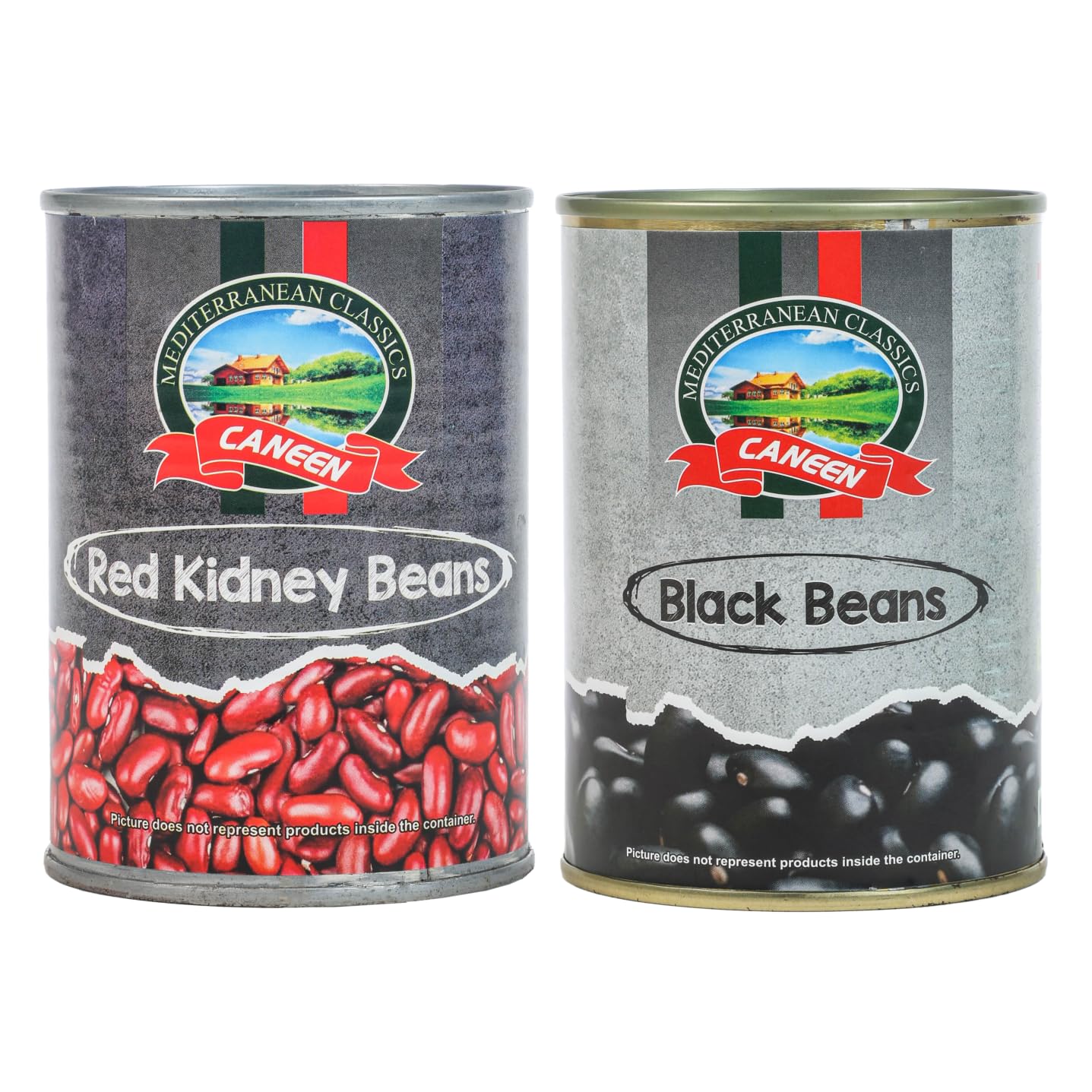 CANEEN Red Kidney Beans (Brown Rajma), Black beans (Black Rajma) |Rich in Protein | Combo Pack of 2 cans (400gms X 2)