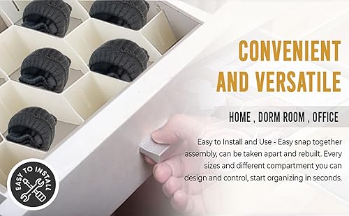 Miniatura 3 de Ybmhome, separadores de cajón con rejillas ajustables para cocina, cuarto de baño, recámara, vestidor, almacenamiento y organización de cajones