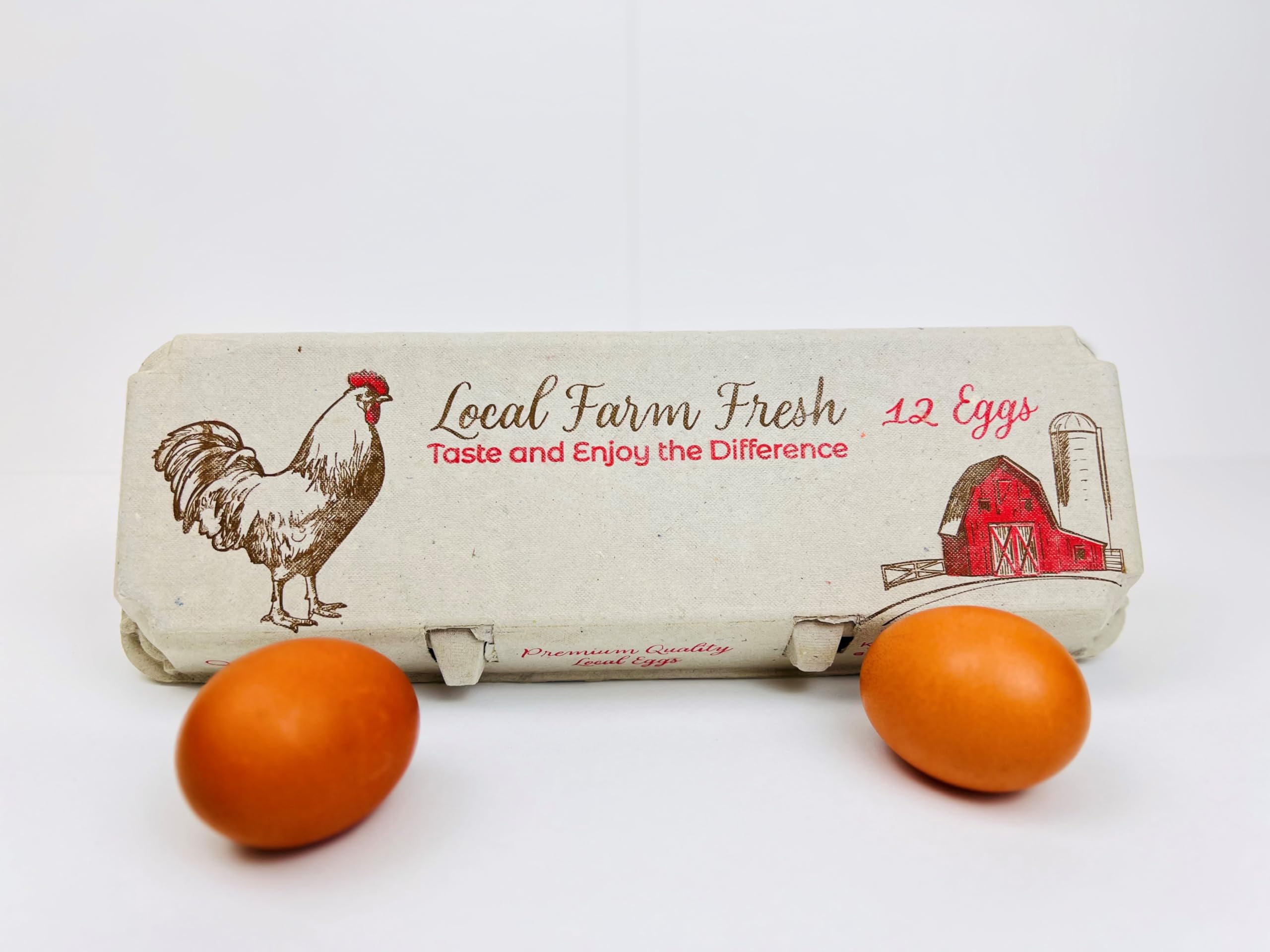 Red/Brown Print Egg Cartons - 12-Egg Capacity, Case of 100 Units