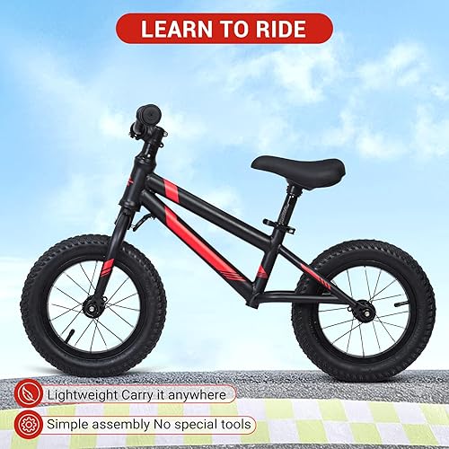 Miniatura 2 de Bicicleta de equilibrio de 12 pulgadas para niños de 2 a 5 años, ligera, sin pedales, bicicleta de juguete para niños con asiento y manubrio