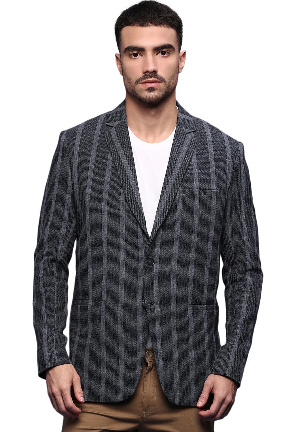showoffff SHOWOFF Men's Charcoal Slim Fit Single-Breasted Blazer SOBLZ-091-4_Charcoal-picture-18