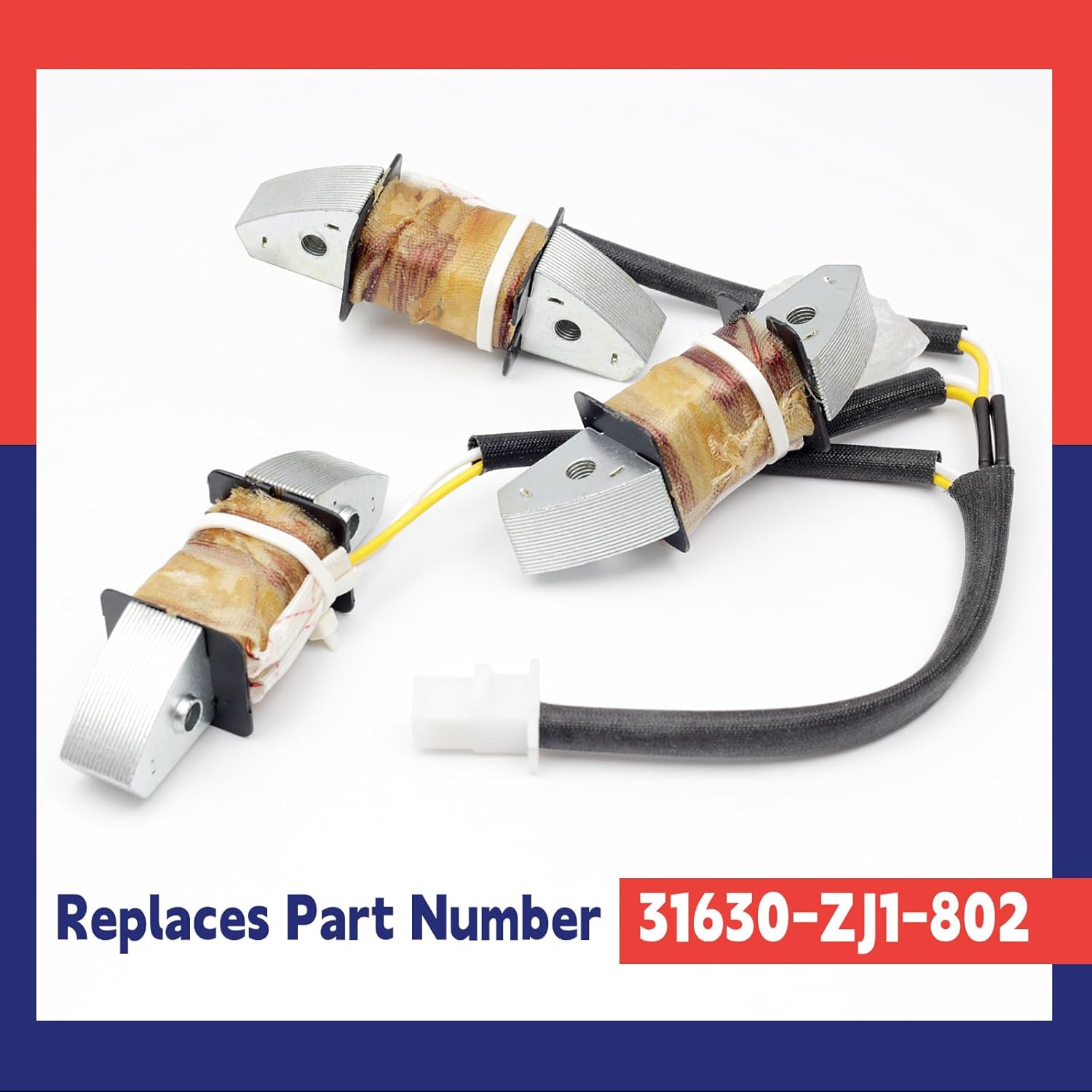 31630-ZJ1-802 Charge Coil Assembly Replacement for Honda GX610 GX620 GX670 GXV610 GXV620 12V/20A Engine Charging Coil Assy