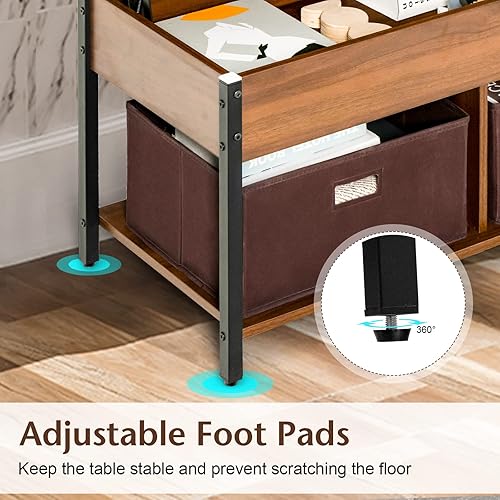 Miniatura 7 de Tangkula Mesa de centro elevable con cajones, mesa central multifuncional desplegable con mesa elevadora, compartimento oculto y 2 cajones de tela