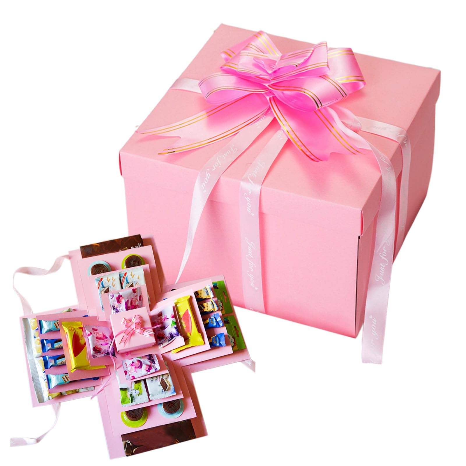 5 Layer Explosion Gift Box, Surprise Birthday Creative Box with Ribbon