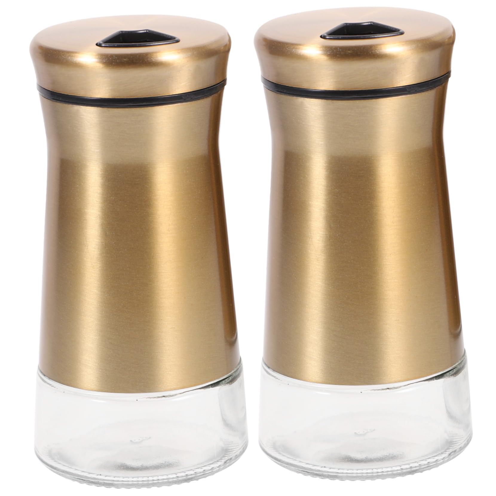 OFFSCH 2 Piece Condiment Bottles Stainless Steel Glass Pepper Shakers Holder Kitchen Salt Jars for Household Restaurant and Dining