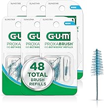 GUM Proxabrush Go-Betweens Refills - Wide - Compatible with GUM Permanent Handle - Reusable Interdental Brushes - Soft Bristled Dental Picks, 8 Count (Pack of 6) 48 Total