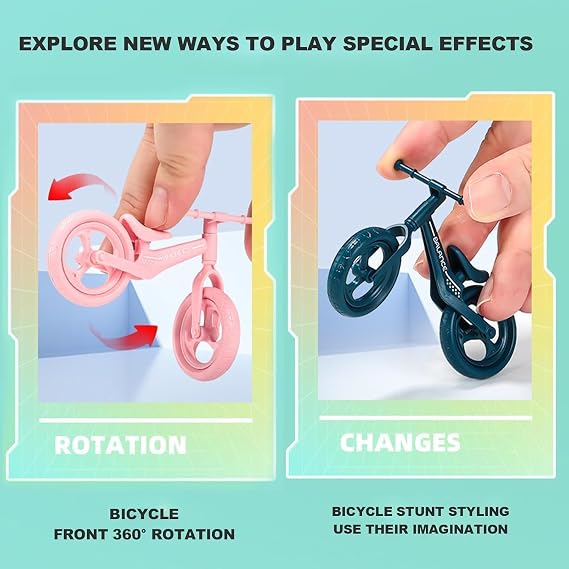 2Pcs Mini Finger Mountain Bike, Desktop Decoration Cycling Figure, Random Colour, Small Mountain Cycling Figure Finger Playing